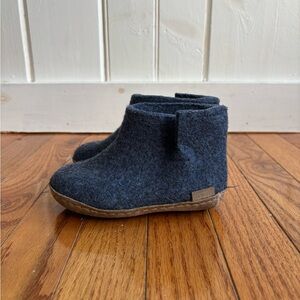 Glerups Toddler Slipper Boot Wool Size 24 (US 8) in Denim color